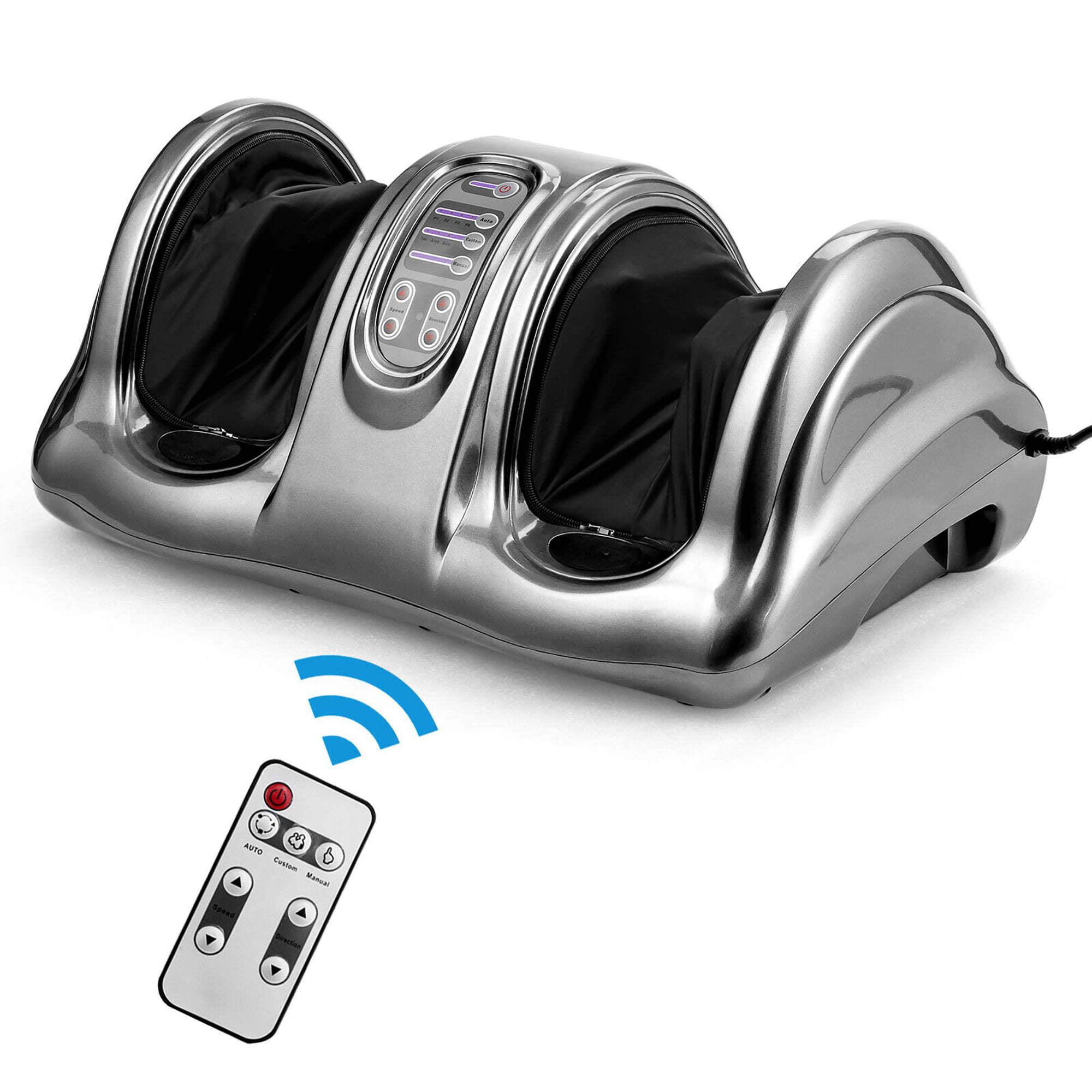 Gray Shiatsu Foot Massager with Kneading, Rolling, and Remote Control