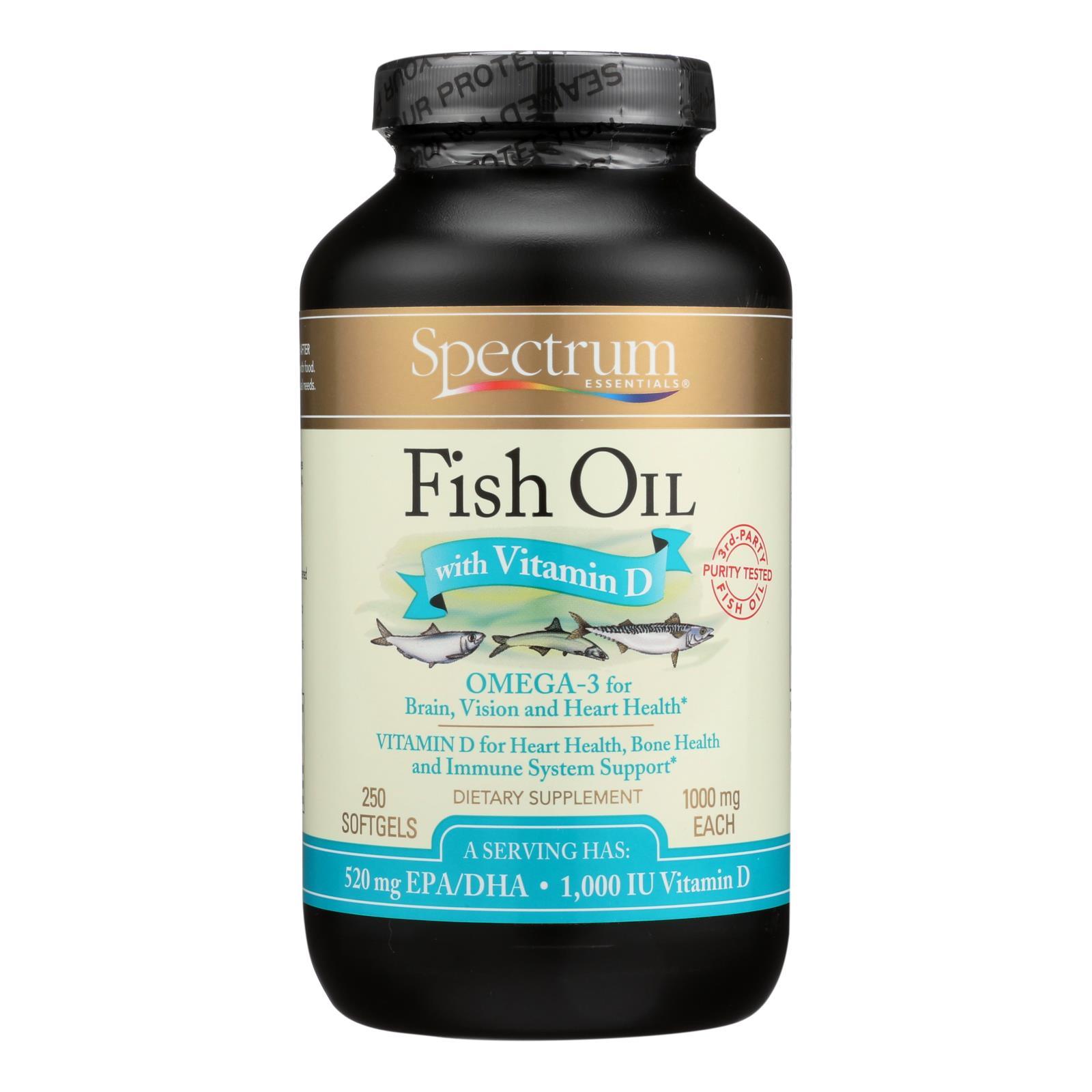 Spectrum Essentials Omega-3 Fish Oil with Vitamin D - 250 Softgels