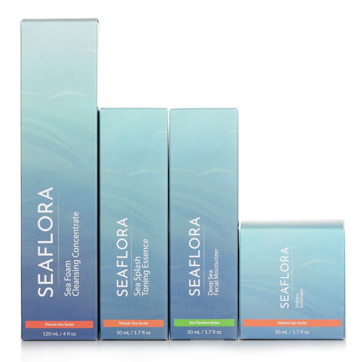 SEAFLORA Organic Thalasso Skincare Set: Cleansing, Essence, Exfoliator, Moisturizer, Eye Mask