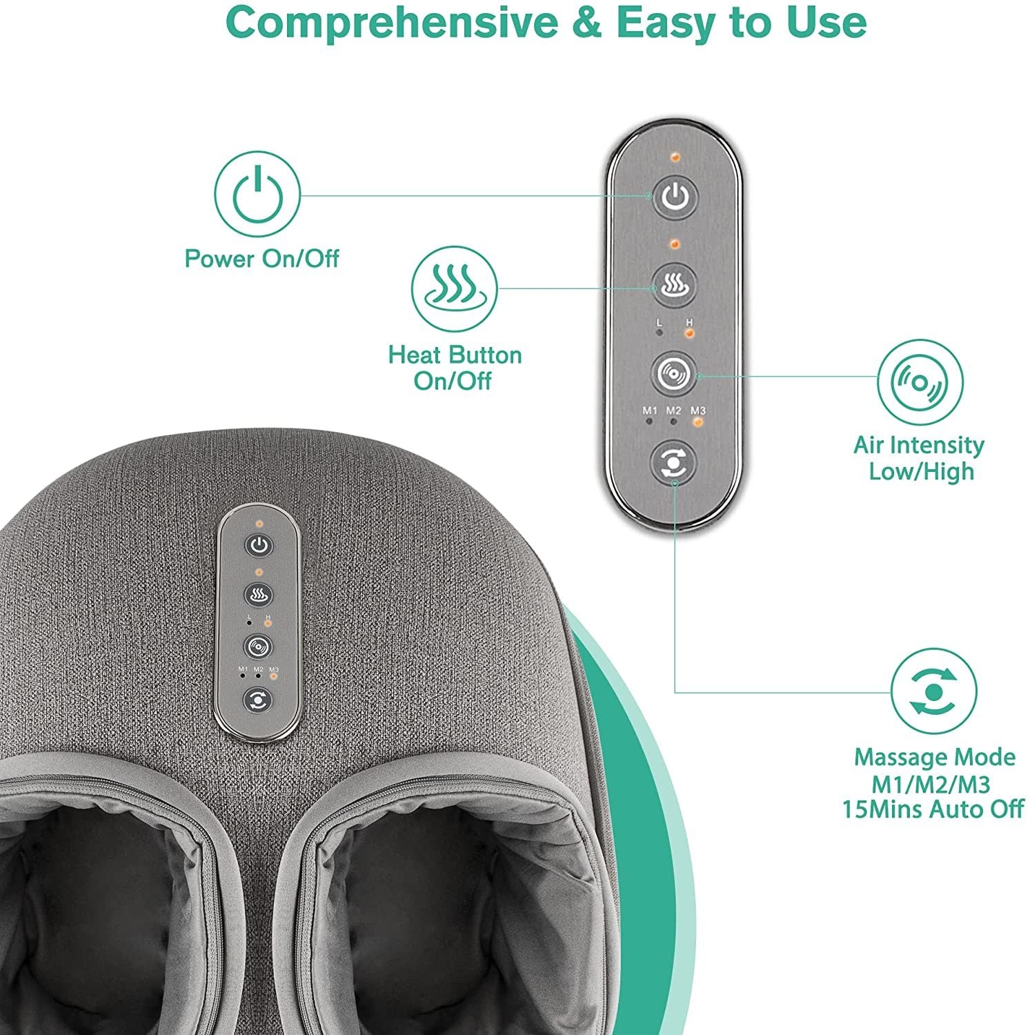 Shiatsu Foot Massager: Heat, Deep Kneading, Multi-Level Pressure Settings