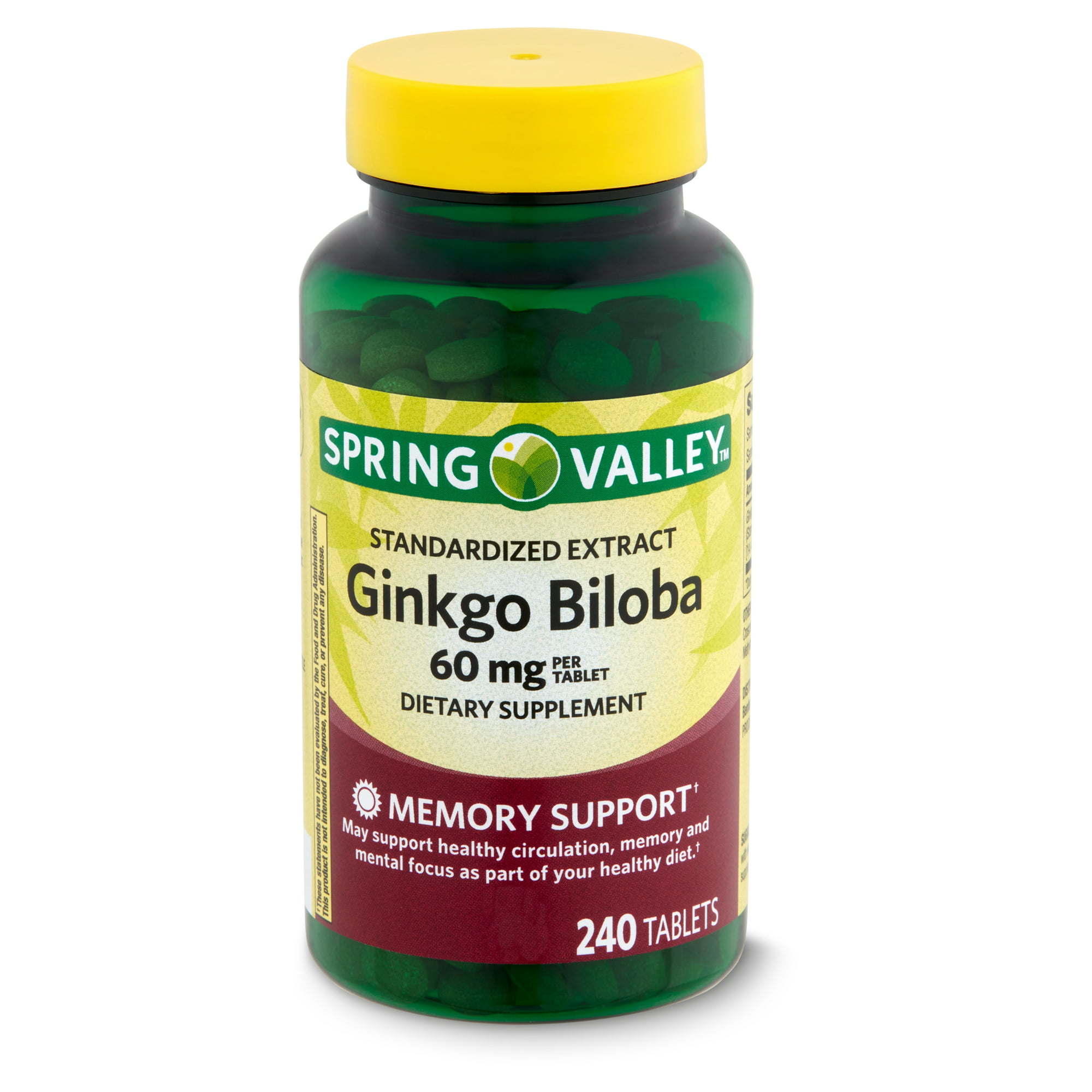 Spring Valley Ginkgo Biloba Dietary Supplement - Standardized Extract, 60mg, 240 Count