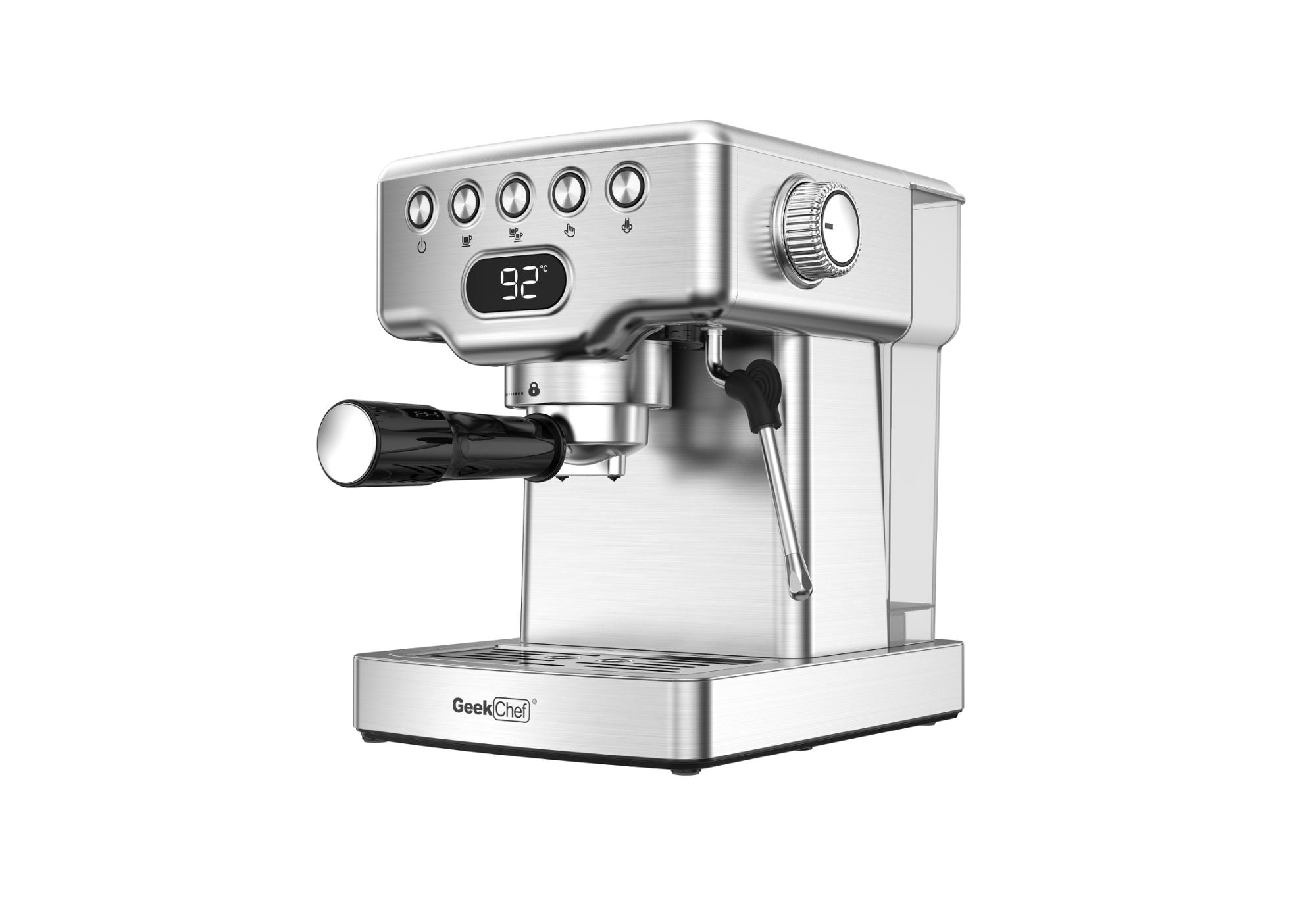 Geek Chef 20-Bar Espresso Machine with Milk Frother - Home Espresso Maker, 1.8L Tank, Stainless Steel - Ideal for Latte, Cappuccino, and More