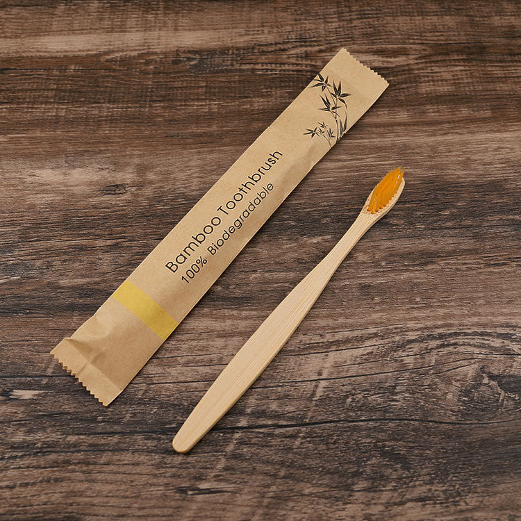 Bamboo Toothbrush in Eco-Friendly Kraft Paper Bag