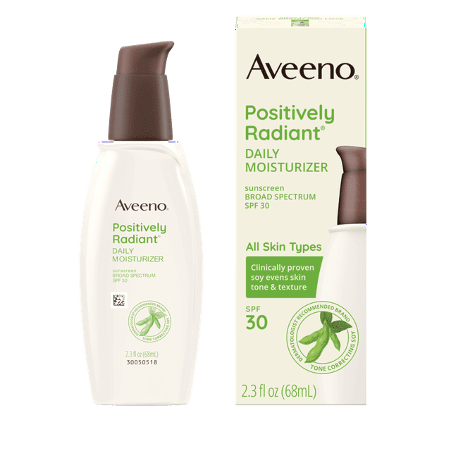 Aveeno Positively Radiant Daily Facial Moisturizer, Broad Spectrum SPF 30, 2.5 fl oz