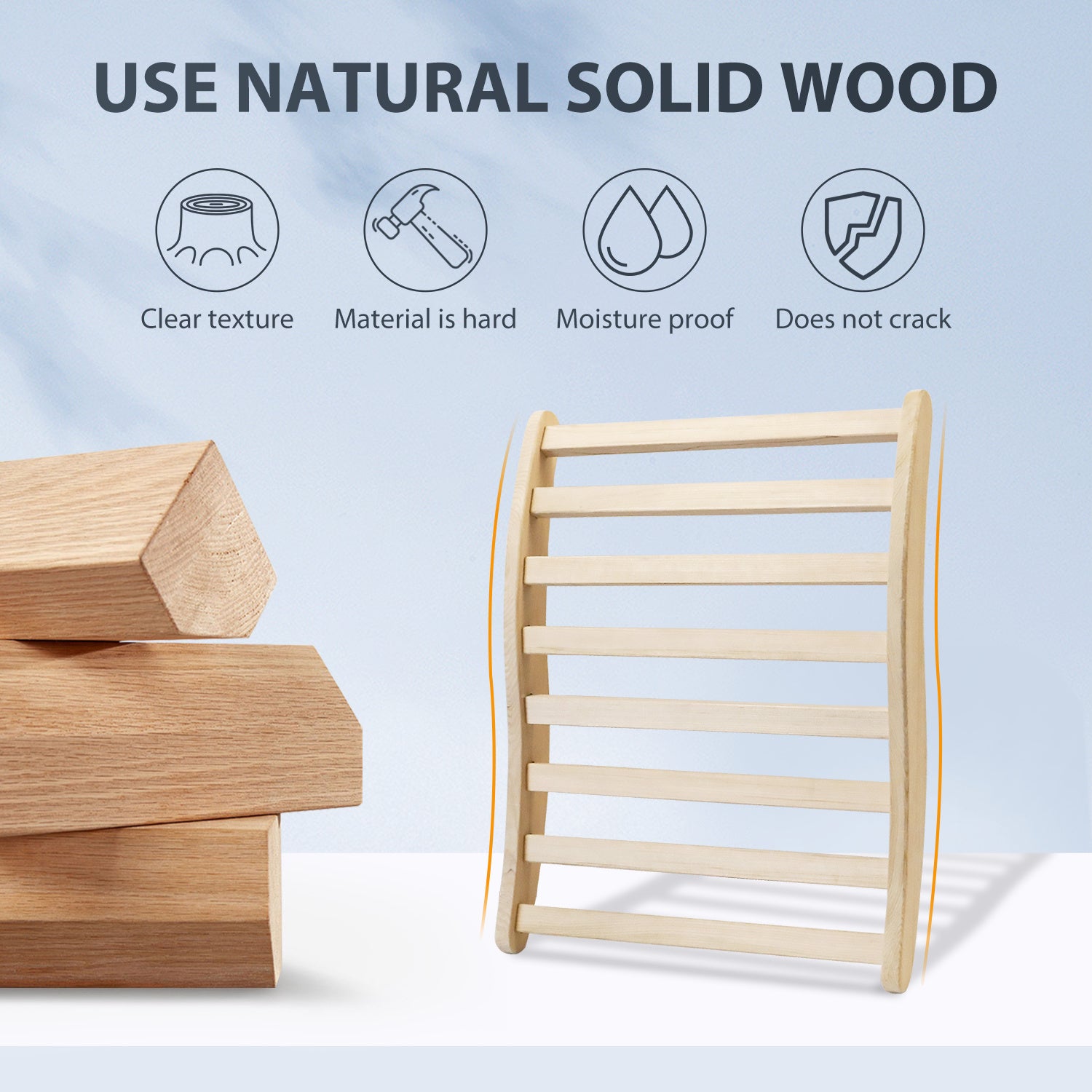 Sauna Backrest: S-Shape Hemlock Wood Sauna Chair, Non-Toxic Bench