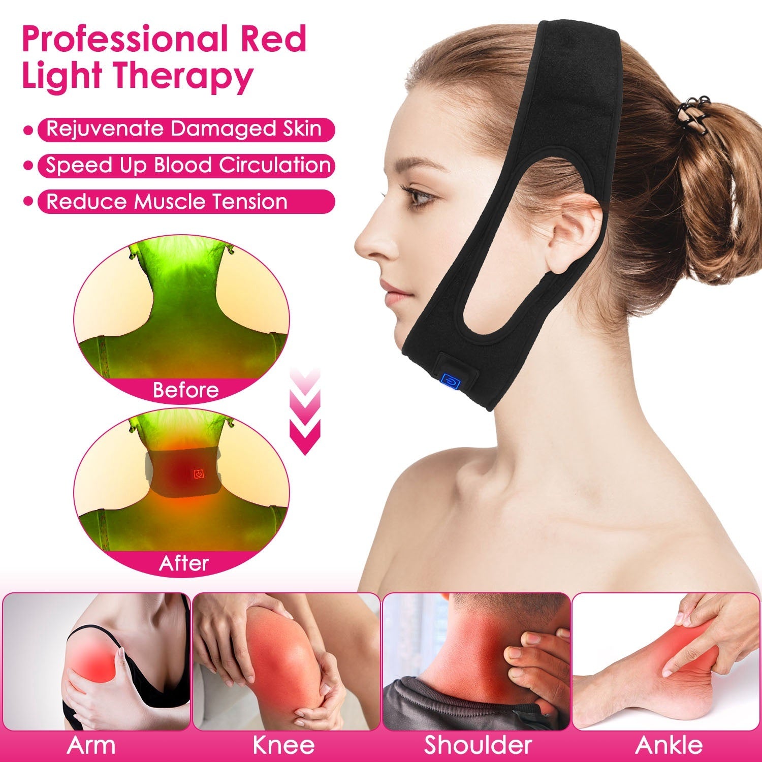 Flexible Infrared Red Light Therapy Wrap for Muscle Pain Relief - Wearable Deep Therapy Belt