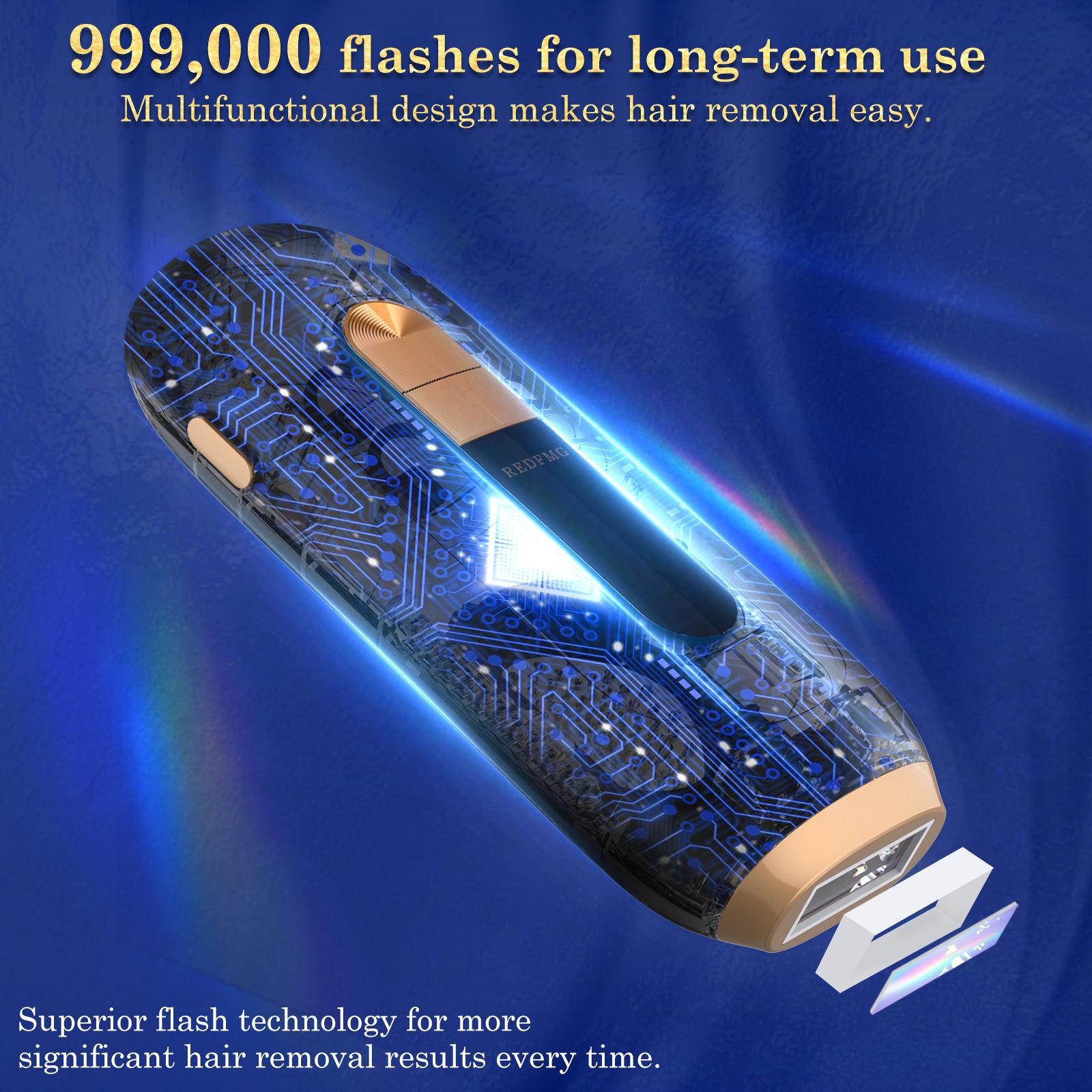 Gentle & Long-Lasting Laser Hair Remover - 999,000 Flashes for Body & Face