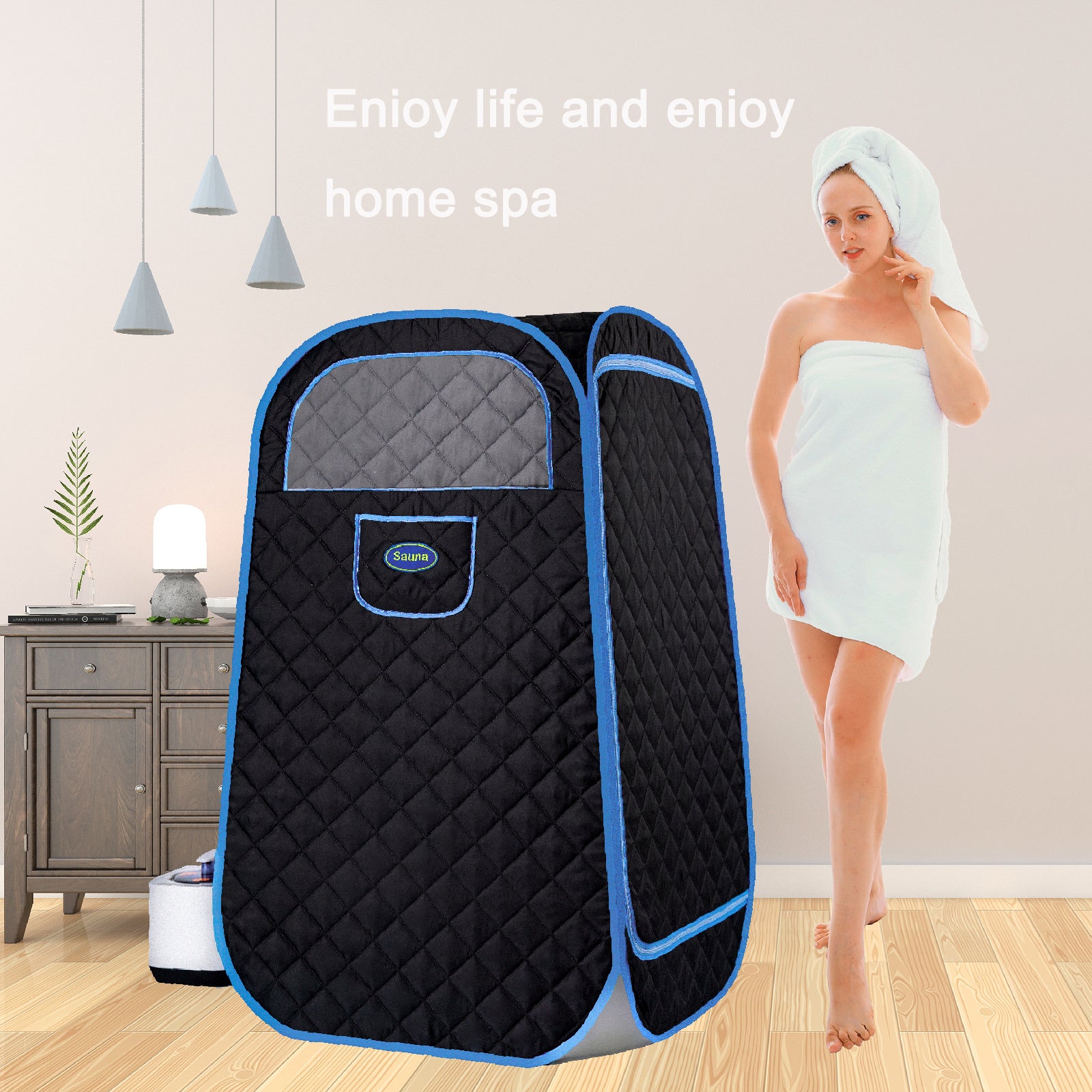 Image of the Portable Folding Full size Steam Sauna with 1000W&2.2L steam Generator