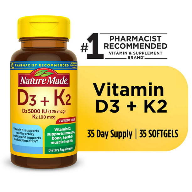 Nature Made Vitamin D3 K2 Softgels - Dietary Supplement, 35 Count