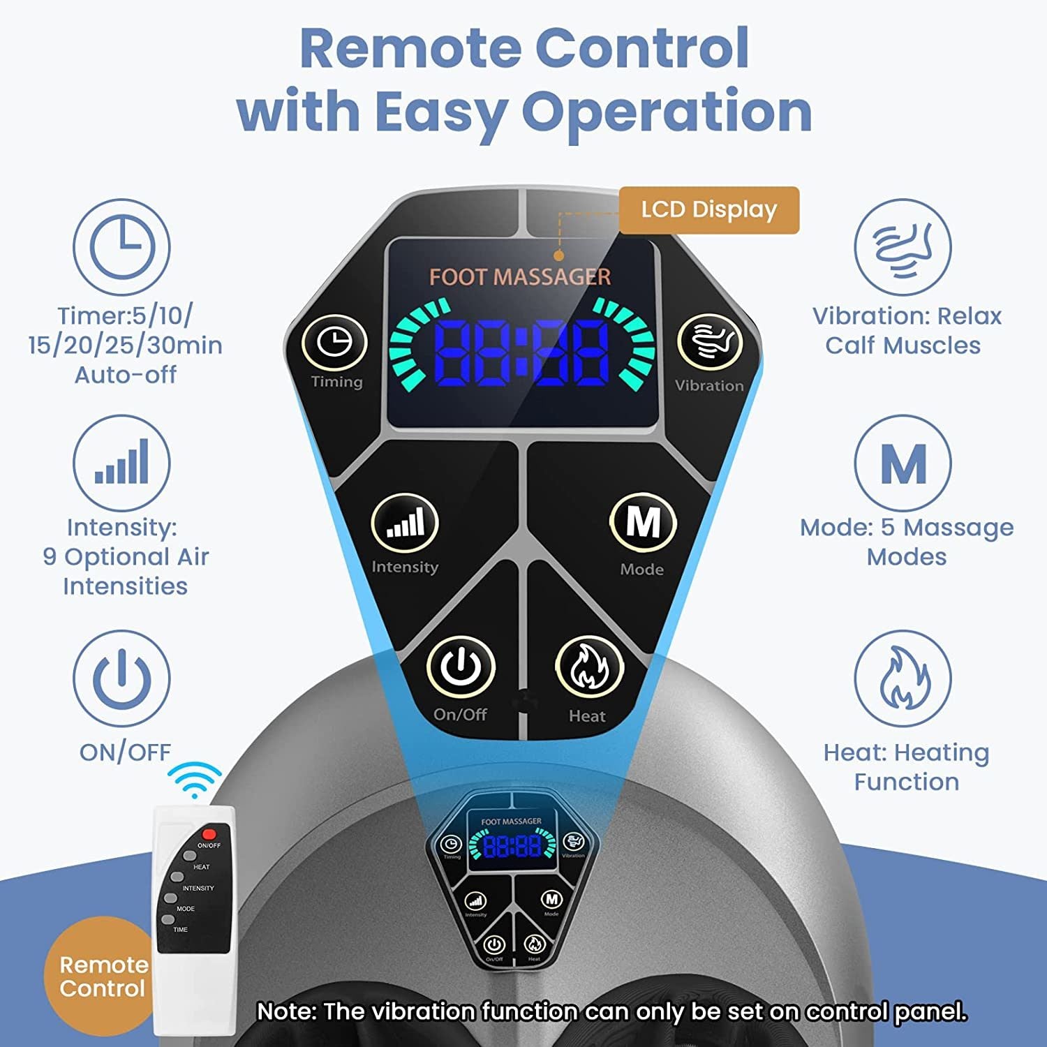 Image of remote control operation on Foot Massager Electric Shiatsu Machine