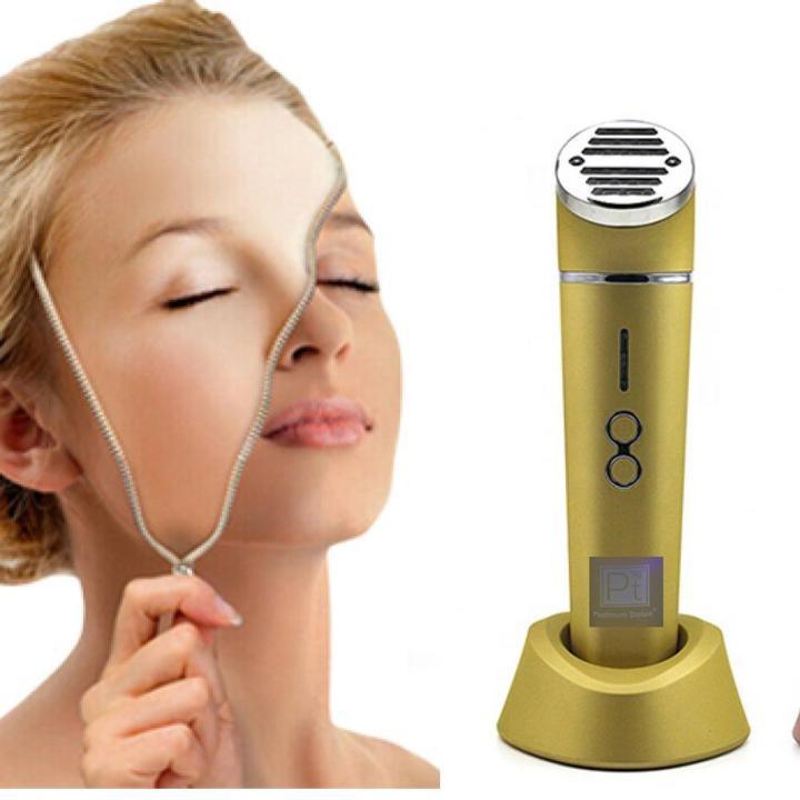 Image showing how using the Platinum Gold Red Light Therapy improves your skin.