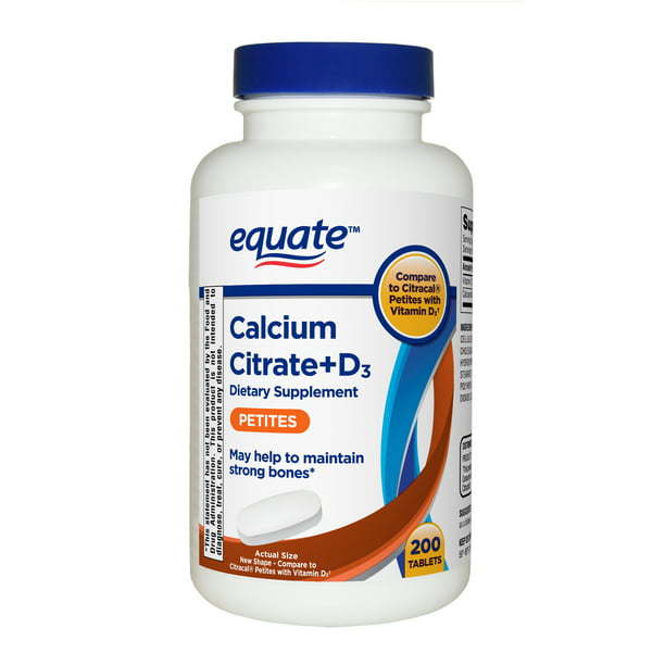 Equate Calcium Citrate + D3 Petites - 200 Tablets Dietary Supplement