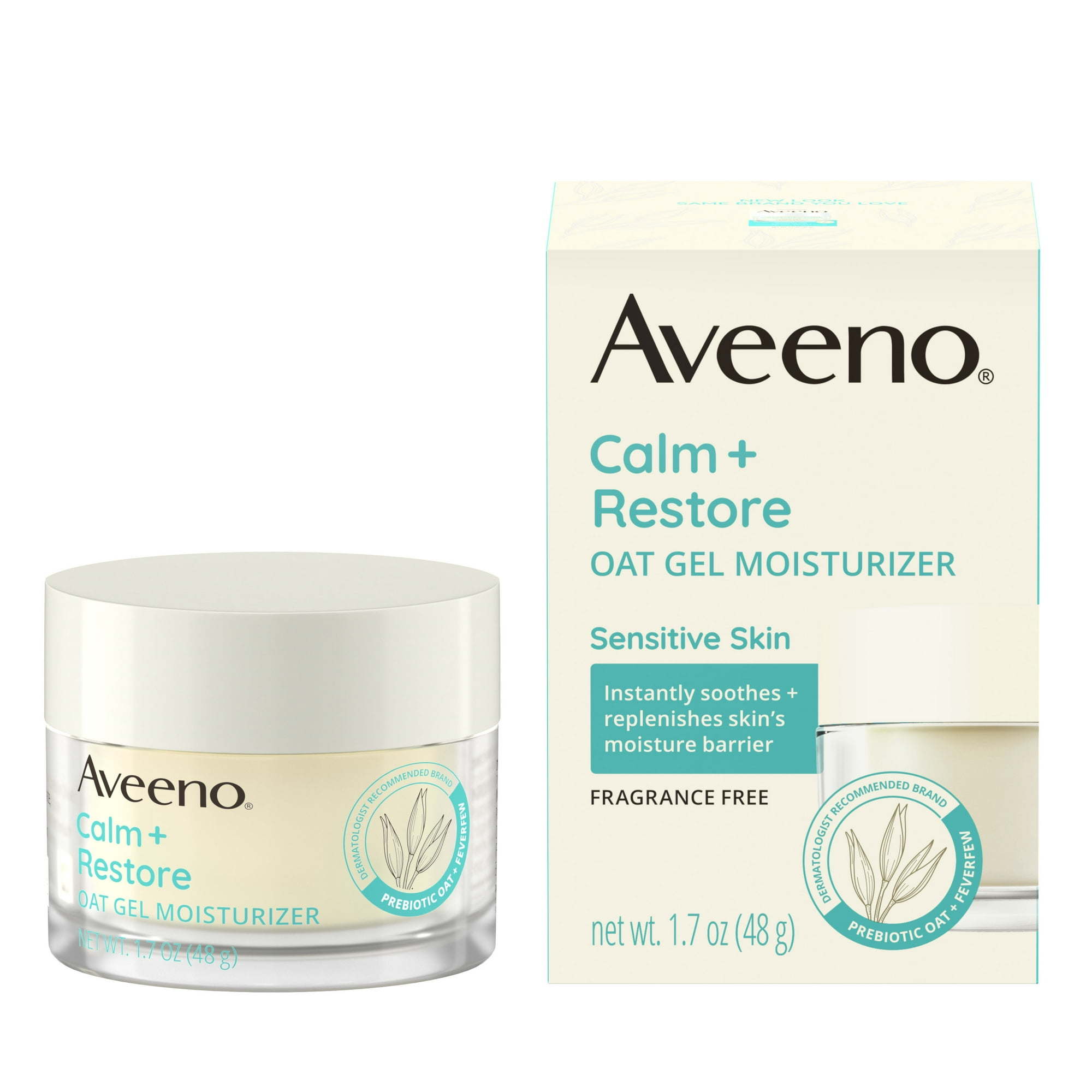 Aveeno Calm + Restore Oat Gel Face Moisturizer for Sensitive Skin, Face Cream,