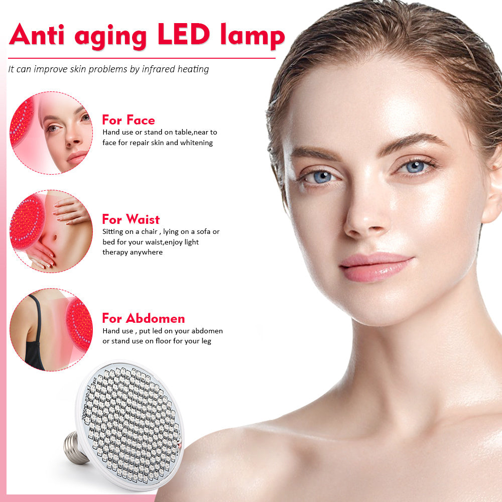 200 LEDs Red & Near Infrared Light Therapy for Skin & Pain Relief - 45W