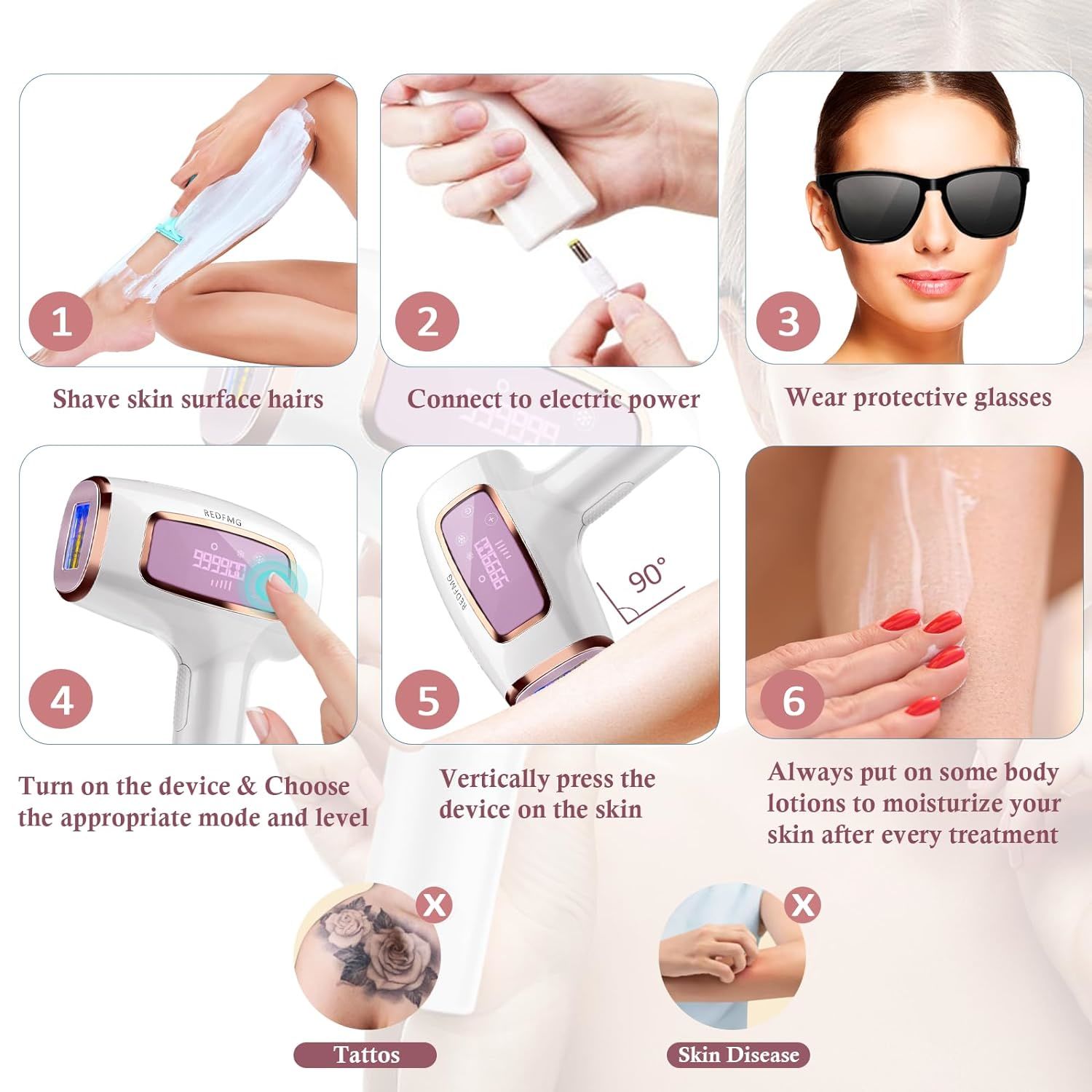 Painless IPL Laser Hair Remover - Permanent Removal for Women and Men