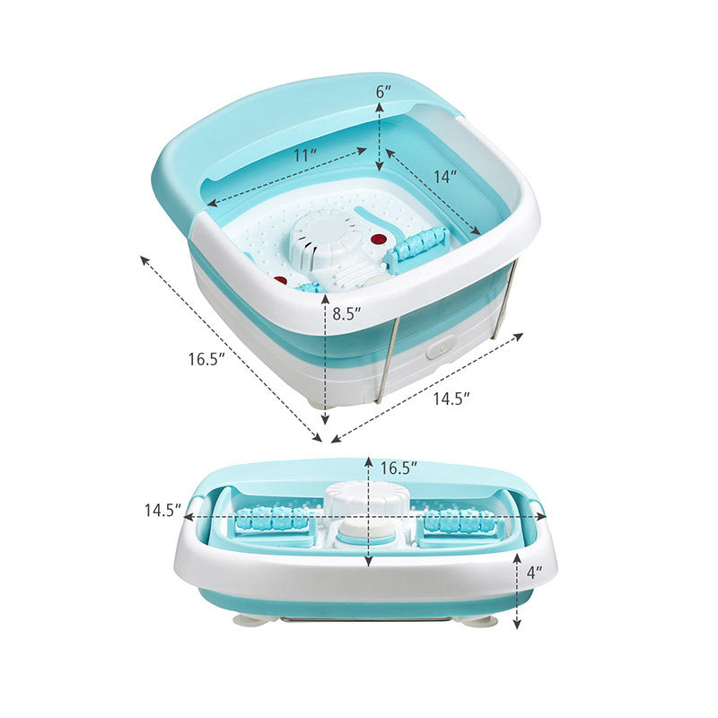 Image showing the dimensions of the green color Household Foldable Foot Soaking Tub W/ Massager