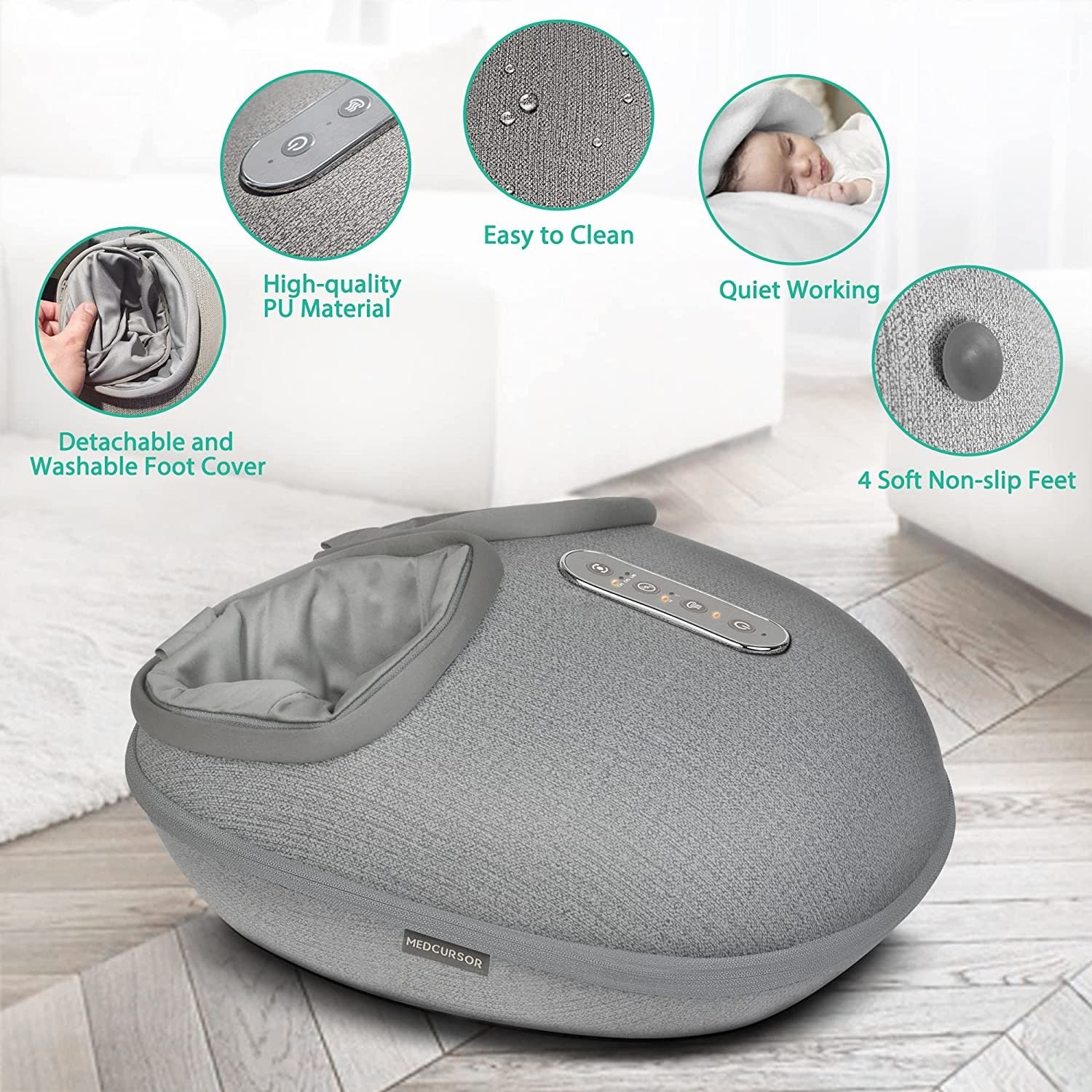 Shiatsu Foot Massager: Heat, Deep Kneading, Multi-Level Pressure Settings