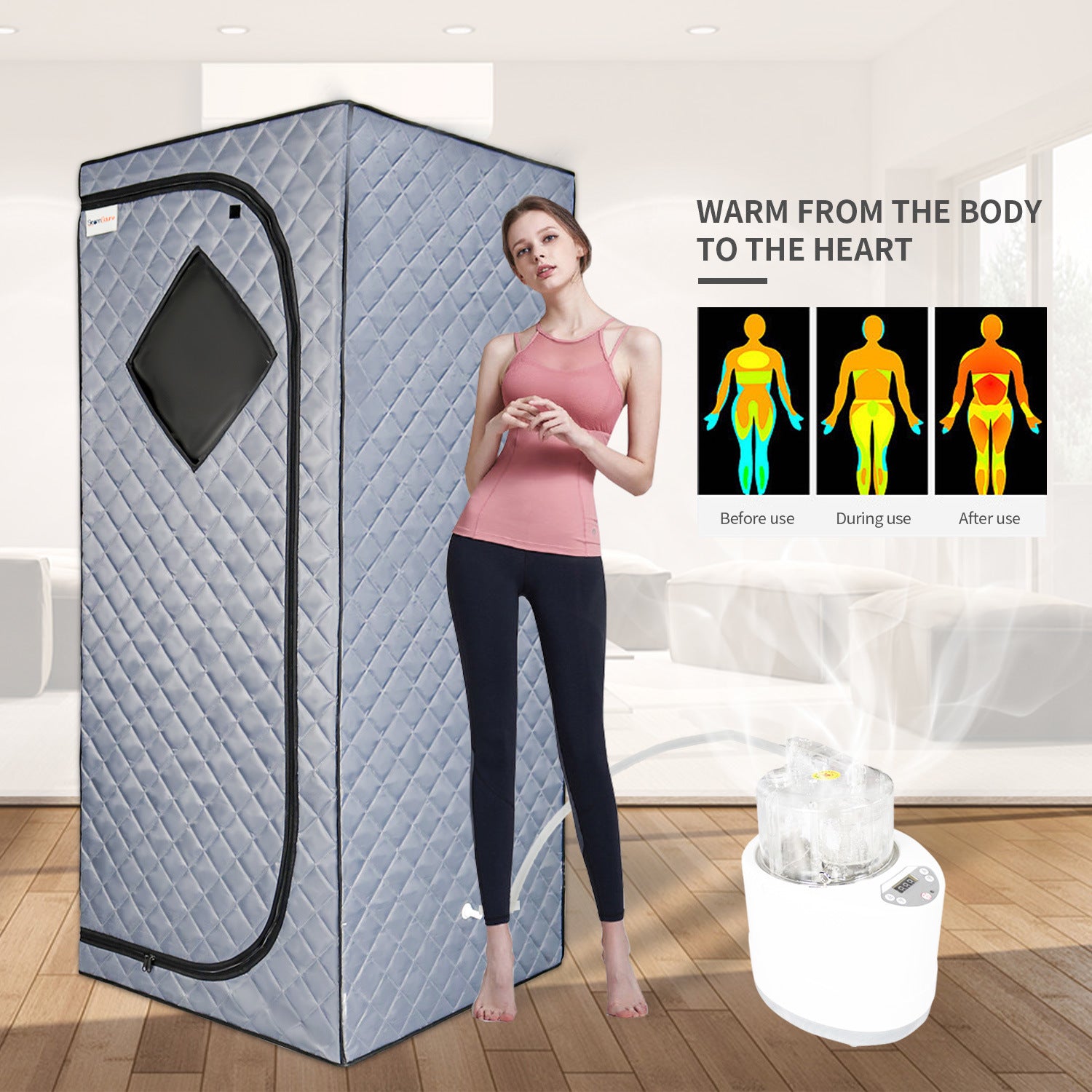 Personal Spa Experience: Sojourner Portable Home Sauna - Tent, Heater, Chair, Remote Included