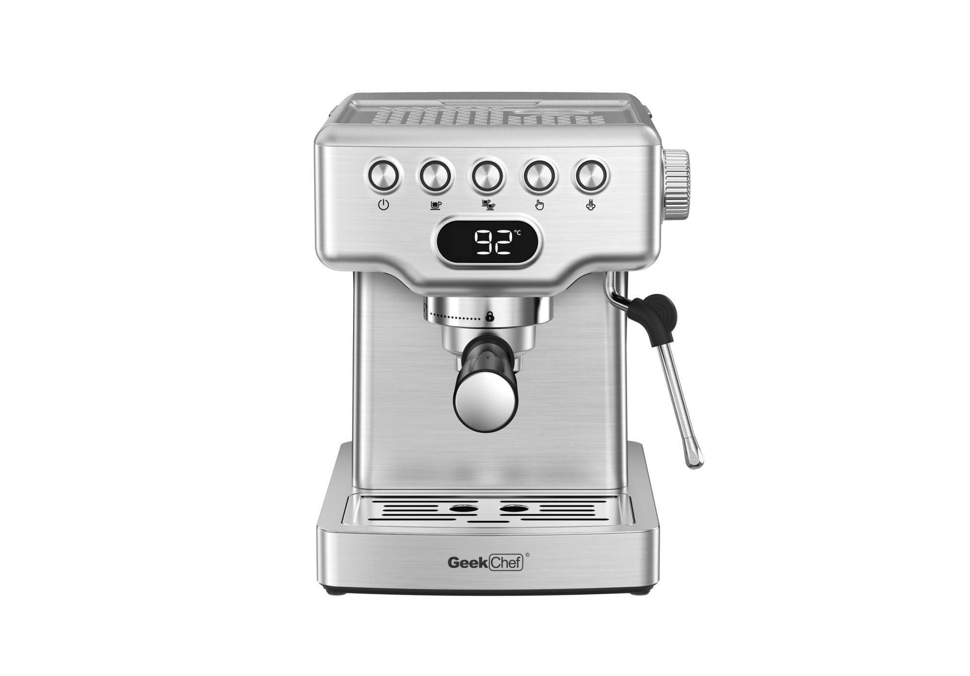 Geek Chef 20-Bar Espresso Machine with Milk Frother - Home Espresso Maker, 1.8L Tank, Stainless Steel - Ideal for Latte, Cappuccino, and More