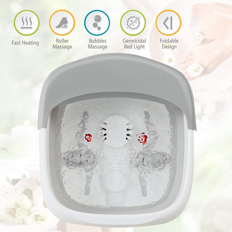 Image highlighting the features of the Household Foldable Foot Soaking Tub W/ Massager