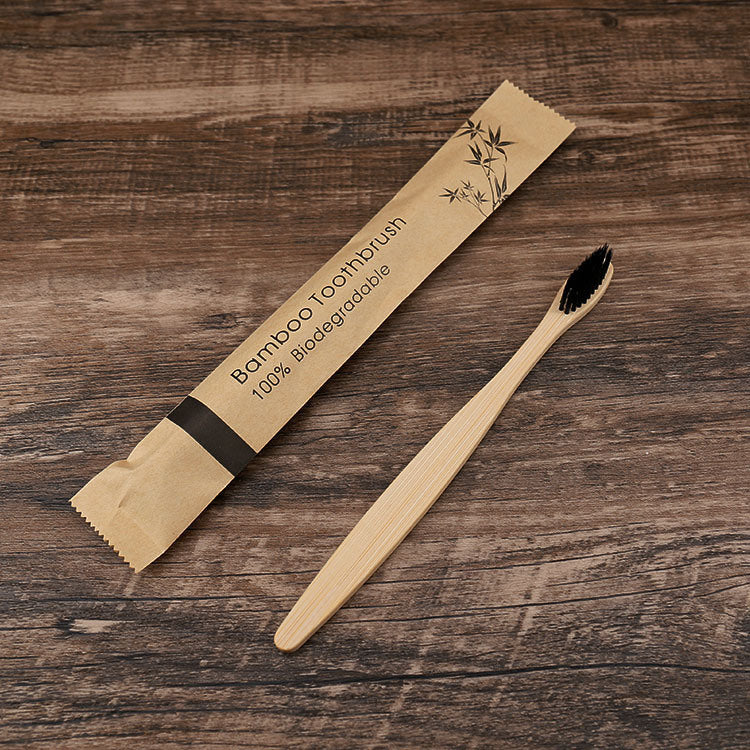 Bamboo Toothbrush in Eco-Friendly Kraft Paper Bag