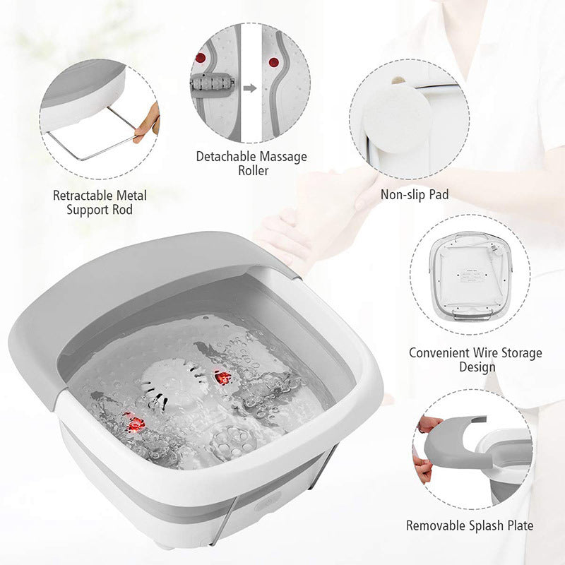 Image showing the various sections of the Household Foldable Foot Soaking Tub W/ Massager