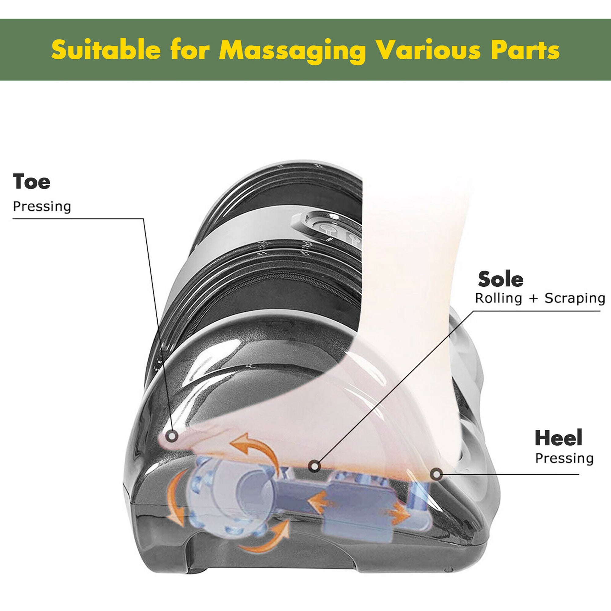 Gray Shiatsu Foot Massager with Kneading, Rolling, and Remote Control