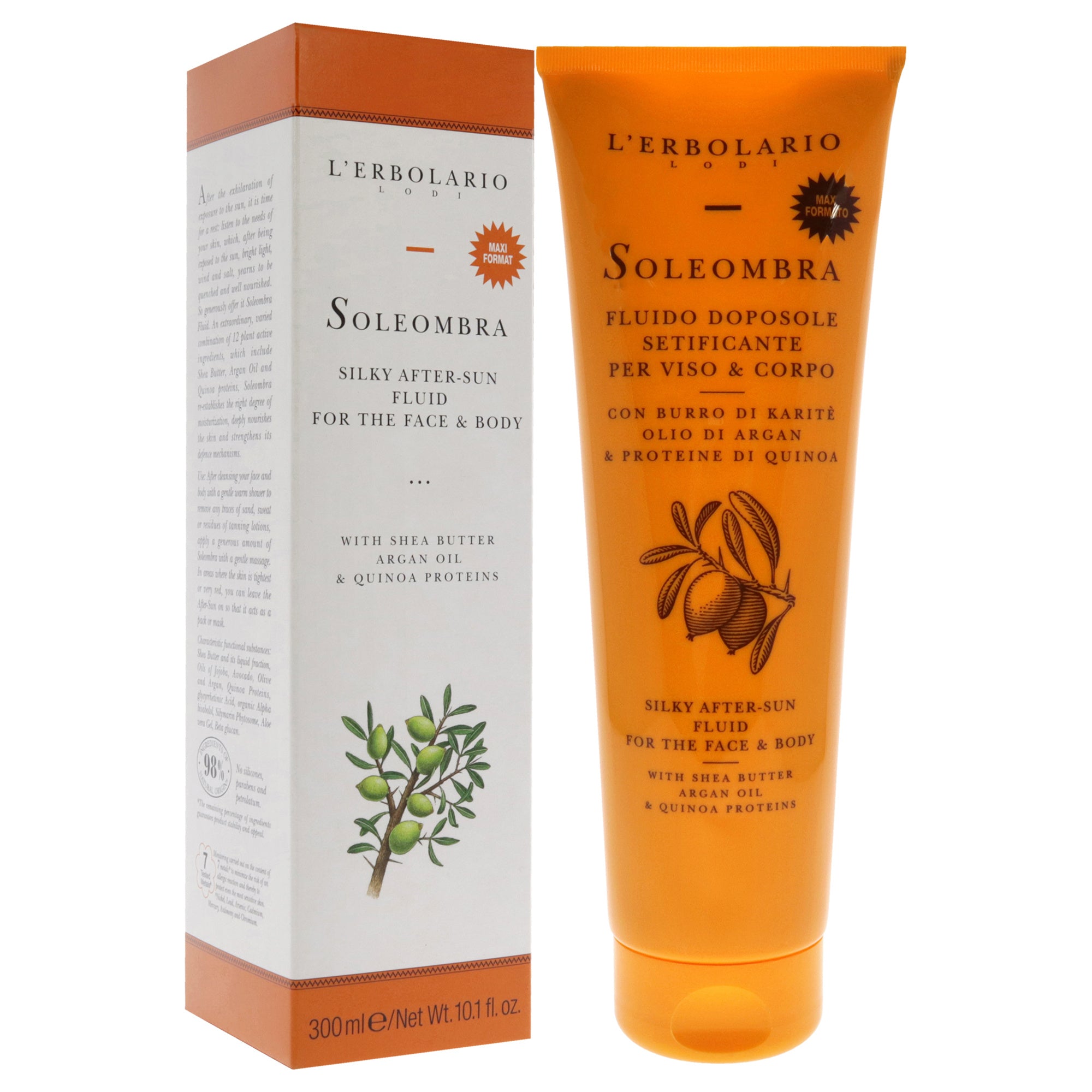 Soleombra Silky After-Sum Fluid by LErbolario for Unisex - 10.1 oz Sunscreen