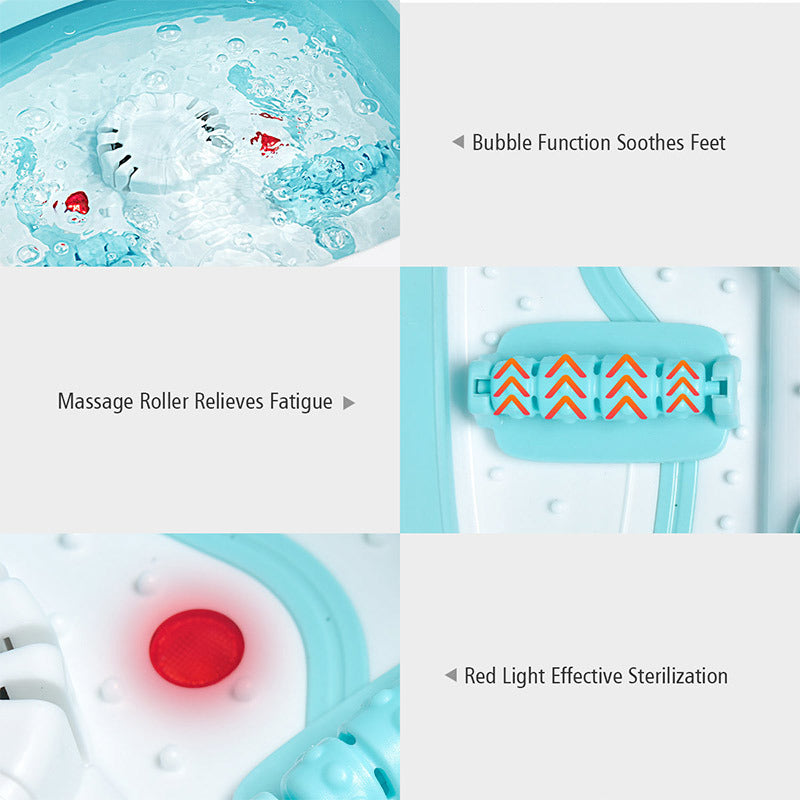 Image showing the benefits of using the green color Household Foldable Foot Soaking Tub W/ Massager