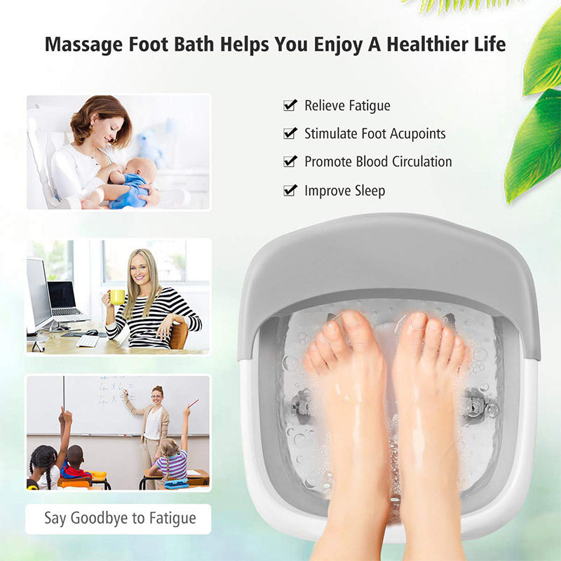 Image highlighting the benefits of using the Household Foldable Foot Soaking Tub W/ Massager