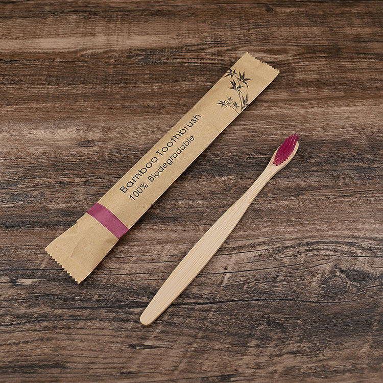 Bamboo Toothbrush in Eco-Friendly Kraft Paper Bag