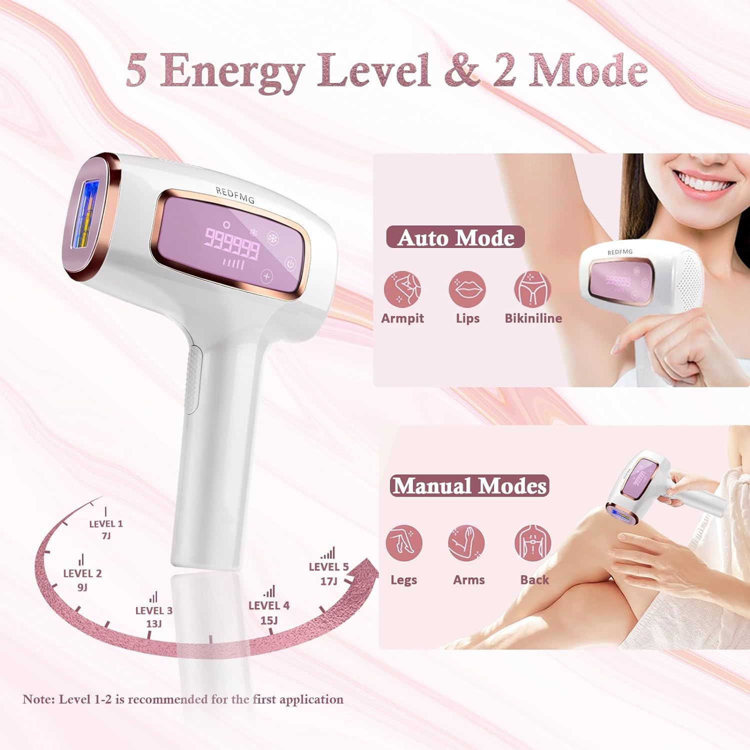 Painless IPL Laser Hair Remover - Permanent Removal for Women and Men