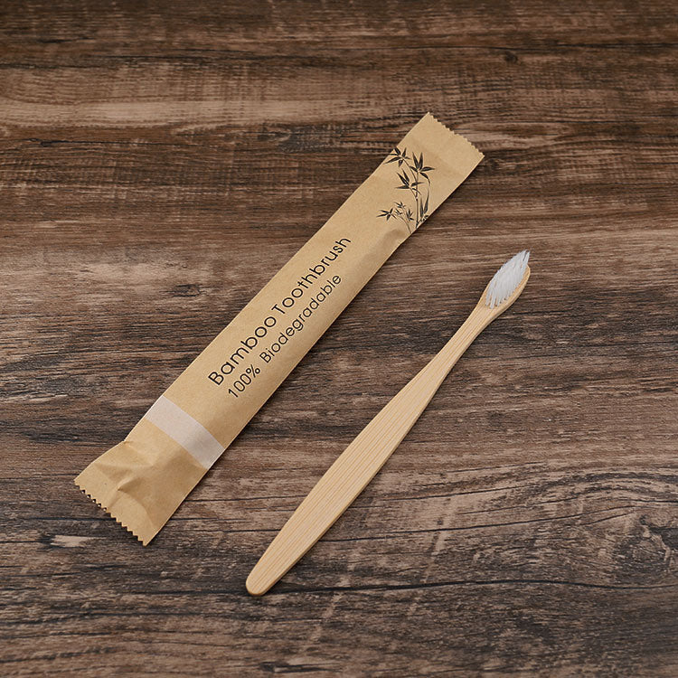 Bamboo Toothbrush in Eco-Friendly Kraft Paper Bag