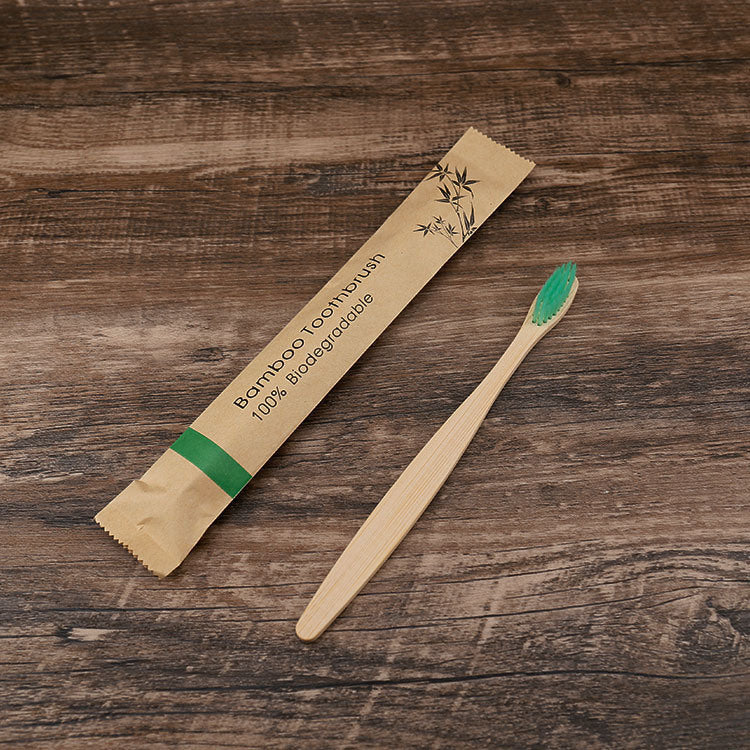 Bamboo Toothbrush in Eco-Friendly Kraft Paper Bag